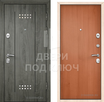 Трехконтурная входная металлическая дверь с массивом в коттедж ДПК-8833